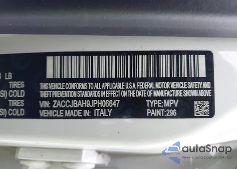 2018 Jeep Renegade Sport 4X4 z USA, uszkodzony, nr VIN ZACCJBAH9JPH06647